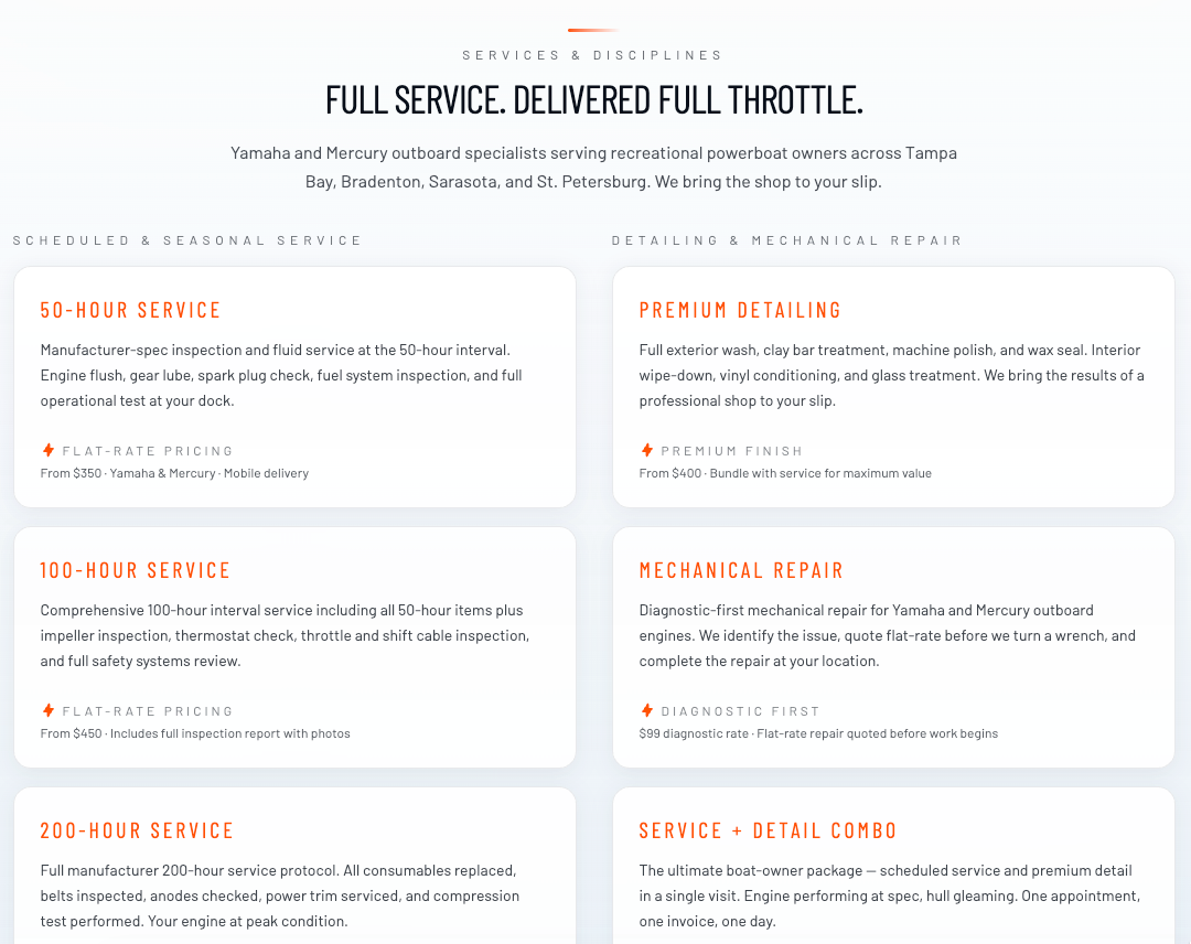 Full Throttle Marine mobile marine service and detailing at the dock, Florida